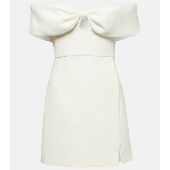 self-portrait Crepe Bow Mini Dress in White 2 New Womens Strapless Bridal - Picture 10 of 15